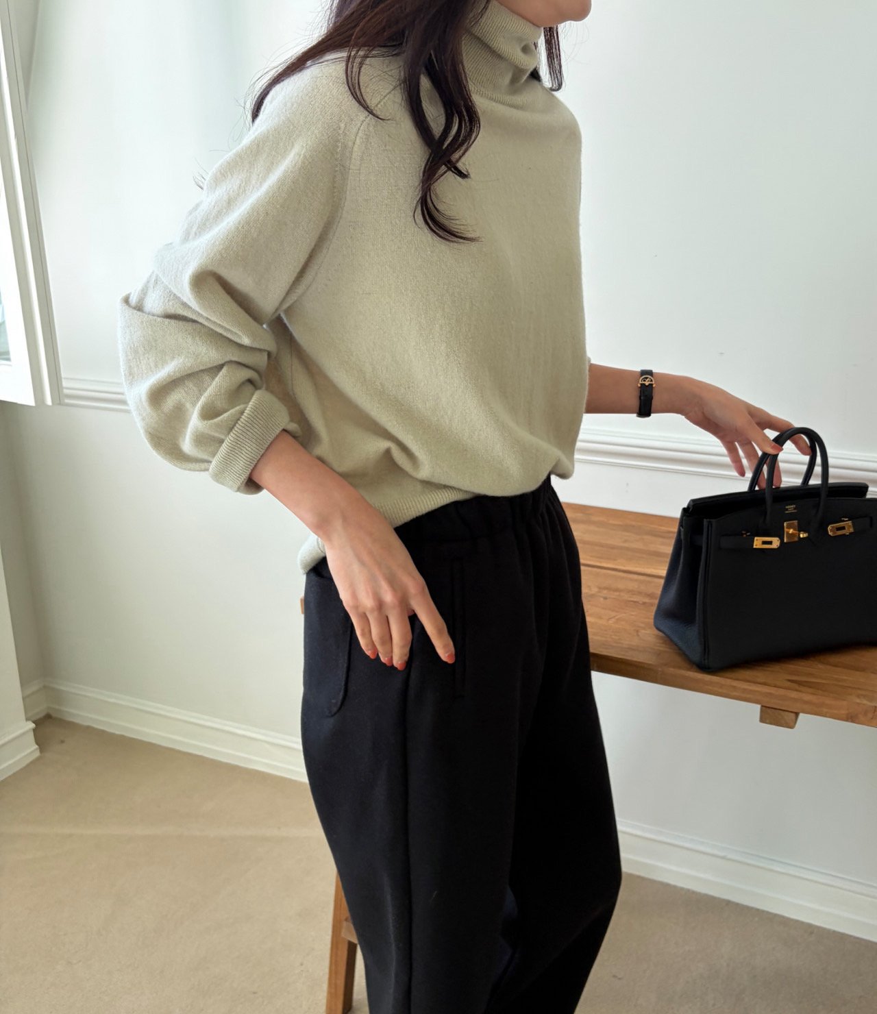 럭키룸 밍크 빅밴드 와이드 팬츠