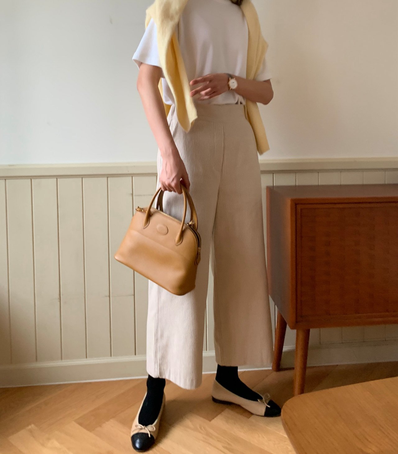 럭키룸 6골덴 통 와이드 팬츠