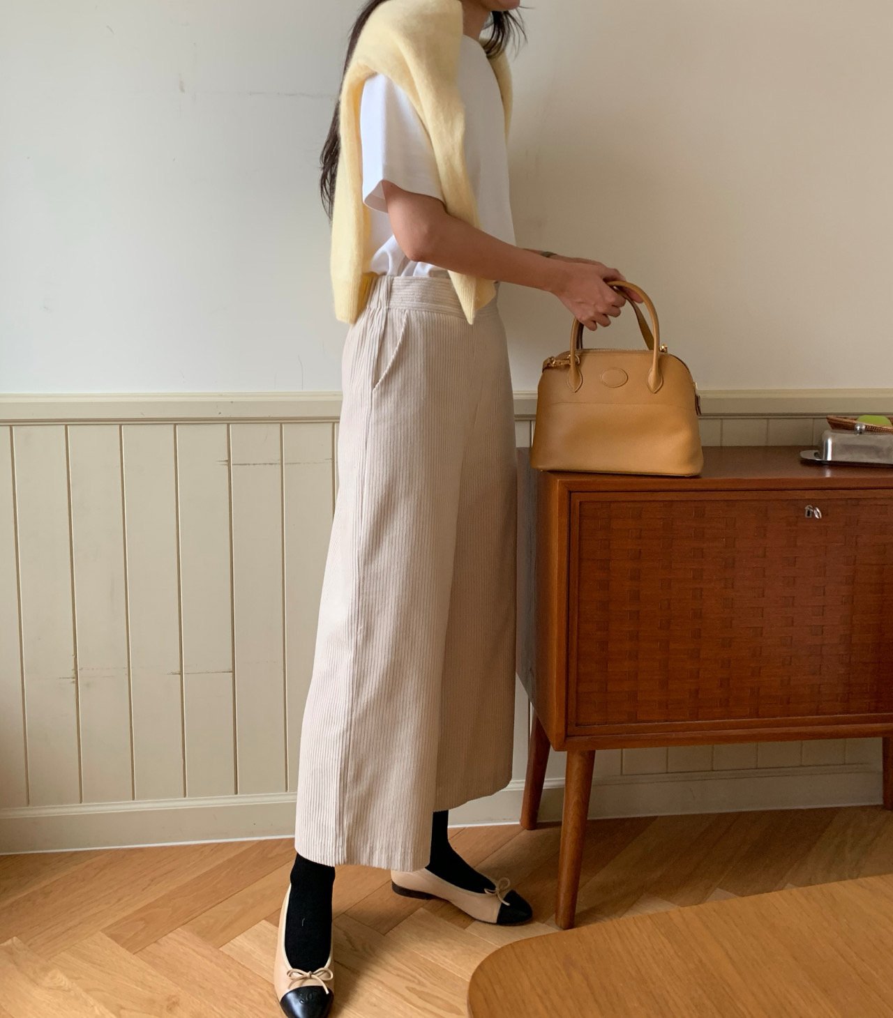 럭키룸 6골덴 통 와이드 팬츠