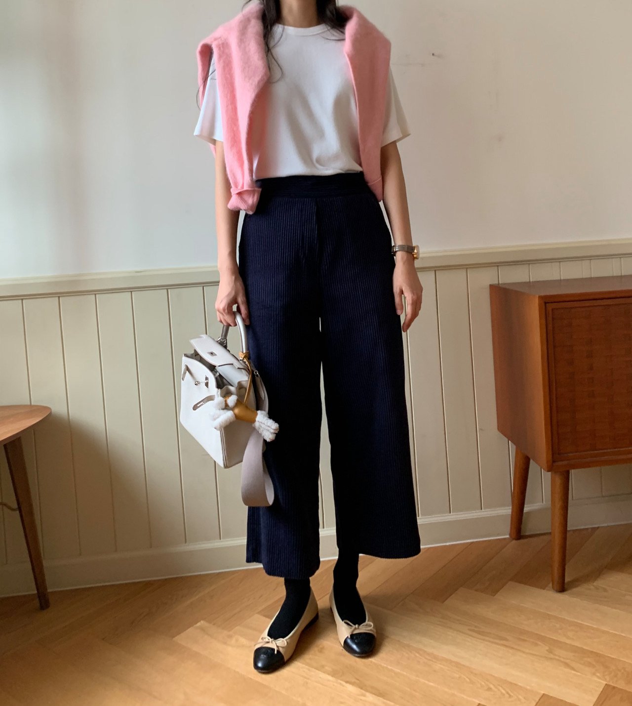 럭키룸 6골덴 통 와이드 팬츠