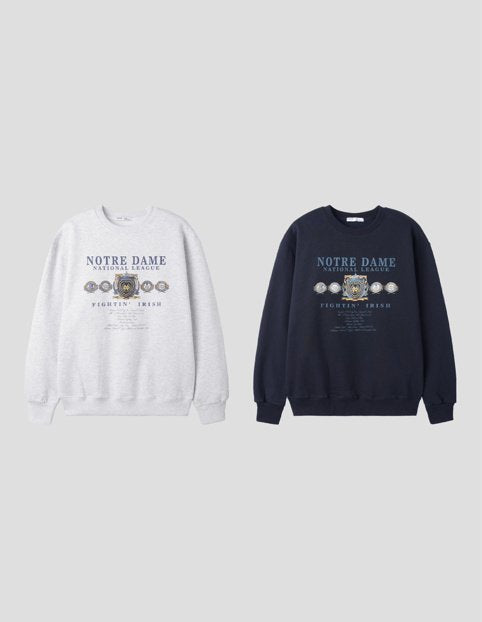Notre Dame Fleece Sweatshirt (Winter, Unisex, Oversized)  노틀담 기모 맨투맨 – 겨울 신상, 워싱 코튼, 남녀공용 오버핏