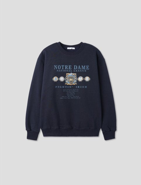 Notre Dame Fleece Sweatshirt (Winter, Unisex, Oversized)  노틀담 기모 맨투맨 – 겨울 신상, 워싱 코튼, 남녀공용 오버핏