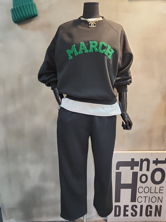 (기모) 마치 패치 바지 세트  Winter Fleece Patch Training Set