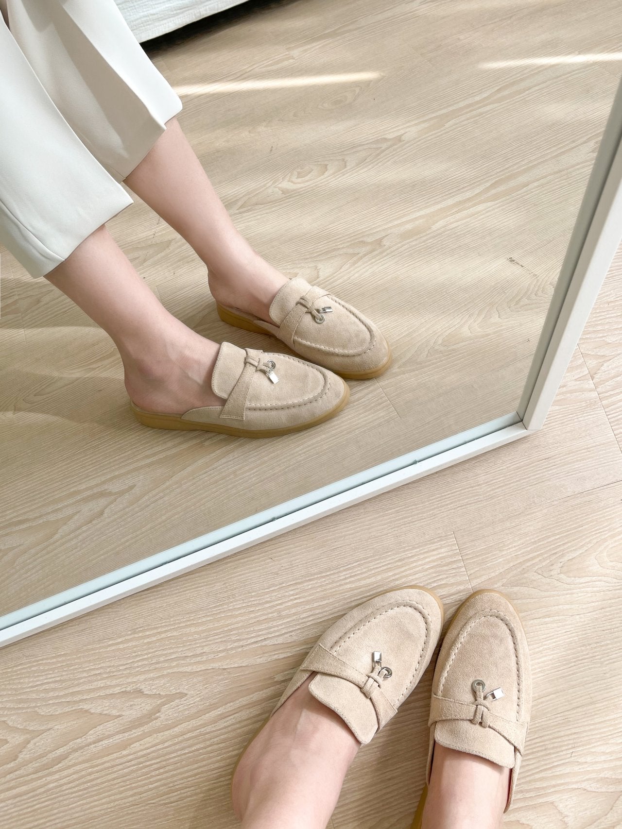 로로 스타일 천연 양가죽 블로퍼Loro-style Genuine Lambskin Comfort Bloafer