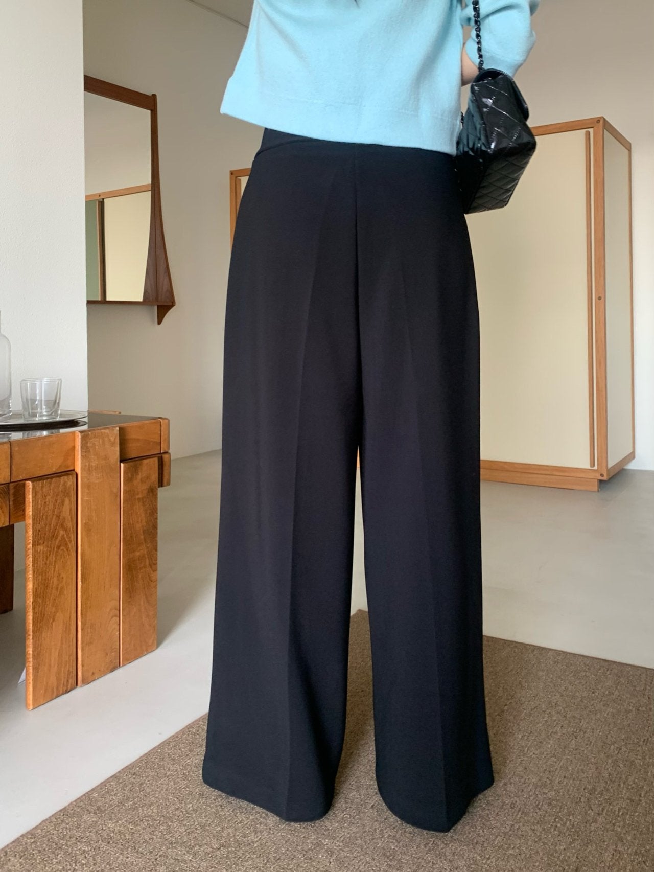 26SS 로우게이지 봄 와이드 바지 일자핏 밴딩 슬랙스