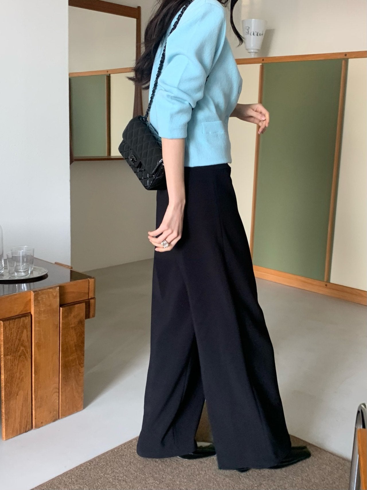 26SS 로우게이지 봄 와이드 바지 일자핏 밴딩 슬랙스