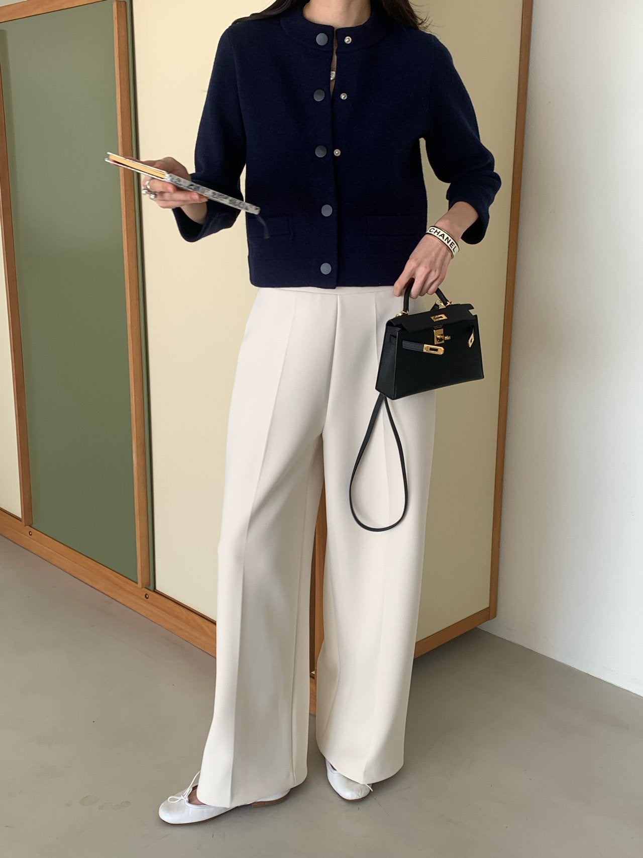 26SS 로우게이지 봄 와이드 바지 일자핏 밴딩 슬랙스