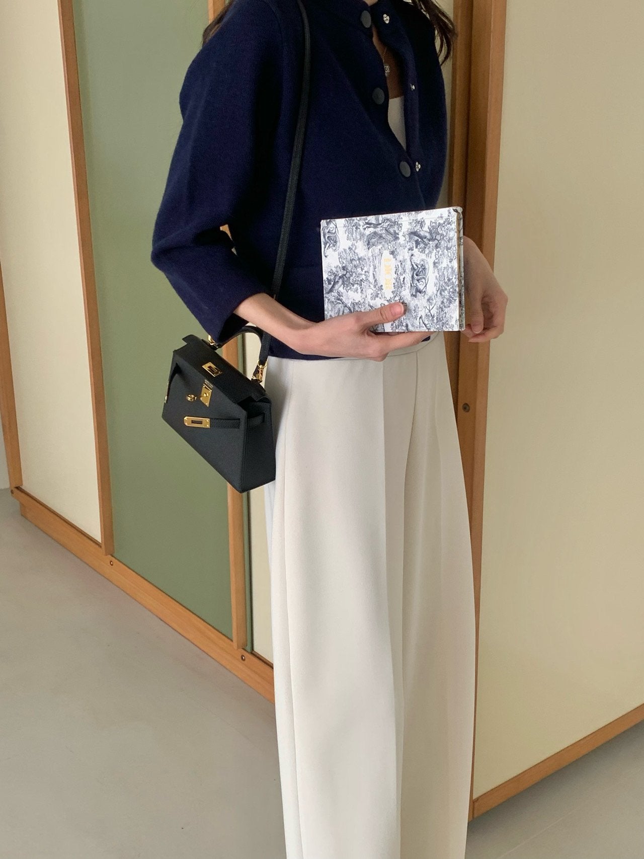 26SS 로우게이지 봄 와이드 바지 일자핏 밴딩 슬랙스