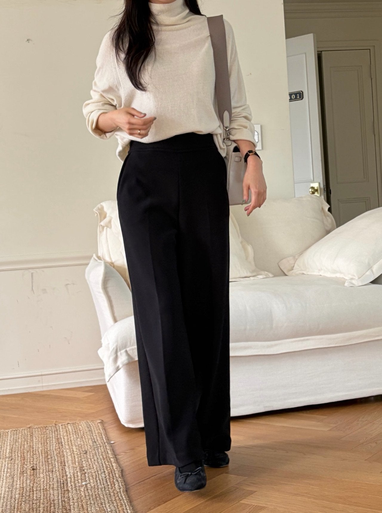 럭키룸 밍크 빅밴드 와이드 팬츠