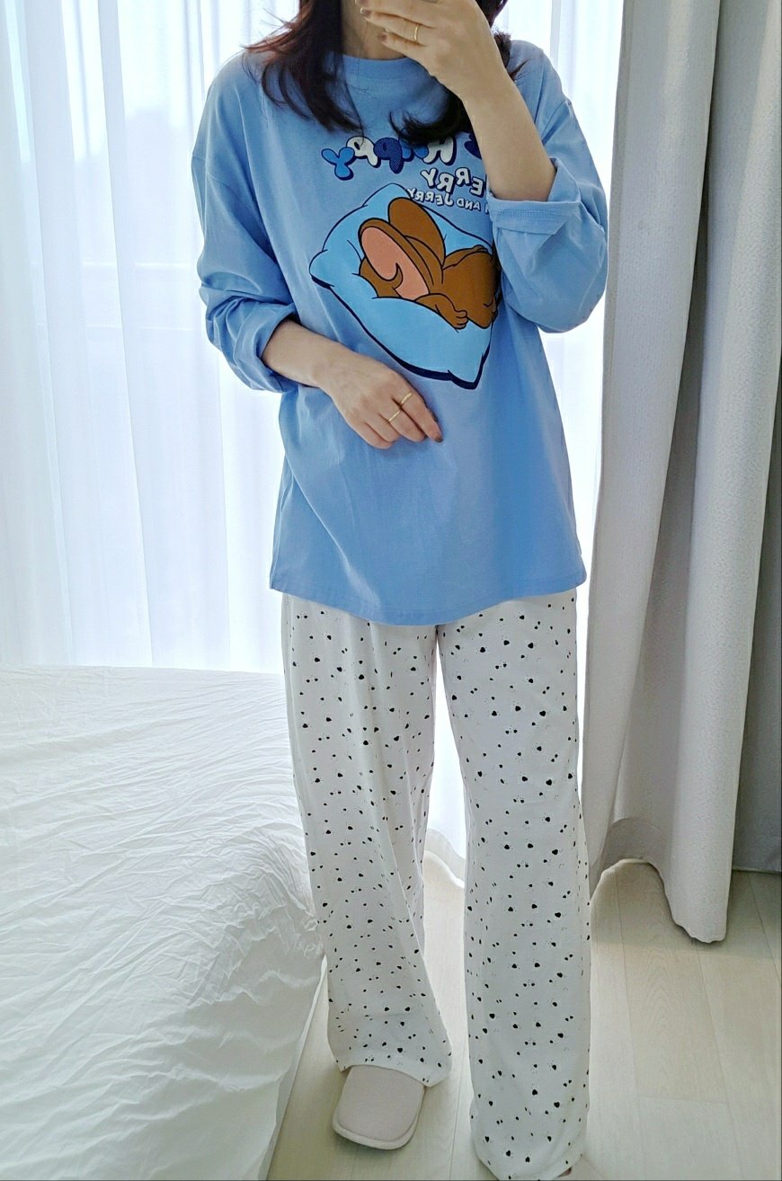 🩵 Disney Tom & Jerry “Be Happy” Pajama Set  디즈니 정품 톰앤제리 비해피 파자마 세트