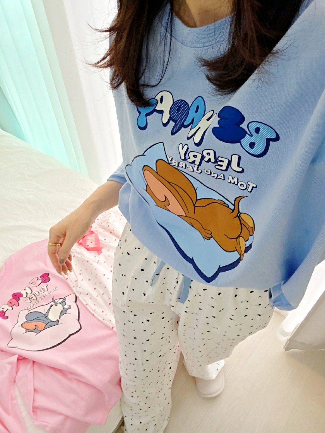 🩵 Disney Tom & Jerry “Be Happy” Pajama Set  디즈니 정품 톰앤제리 비해피 파자마 세트