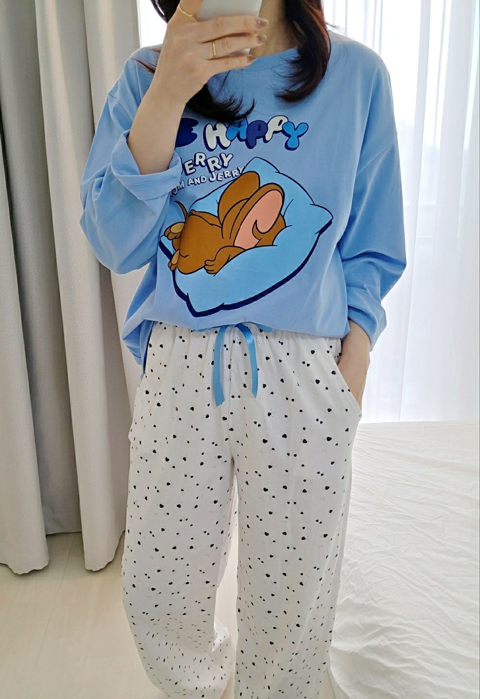 🩵 Disney Tom & Jerry “Be Happy” Pajama Set  디즈니 정품 톰앤제리 비해피 파자마 세트