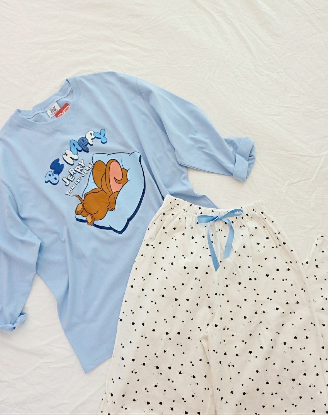 🩵 Disney Tom & Jerry “Be Happy” Pajama Set  디즈니 정품 톰앤제리 비해피 파자마 세트
