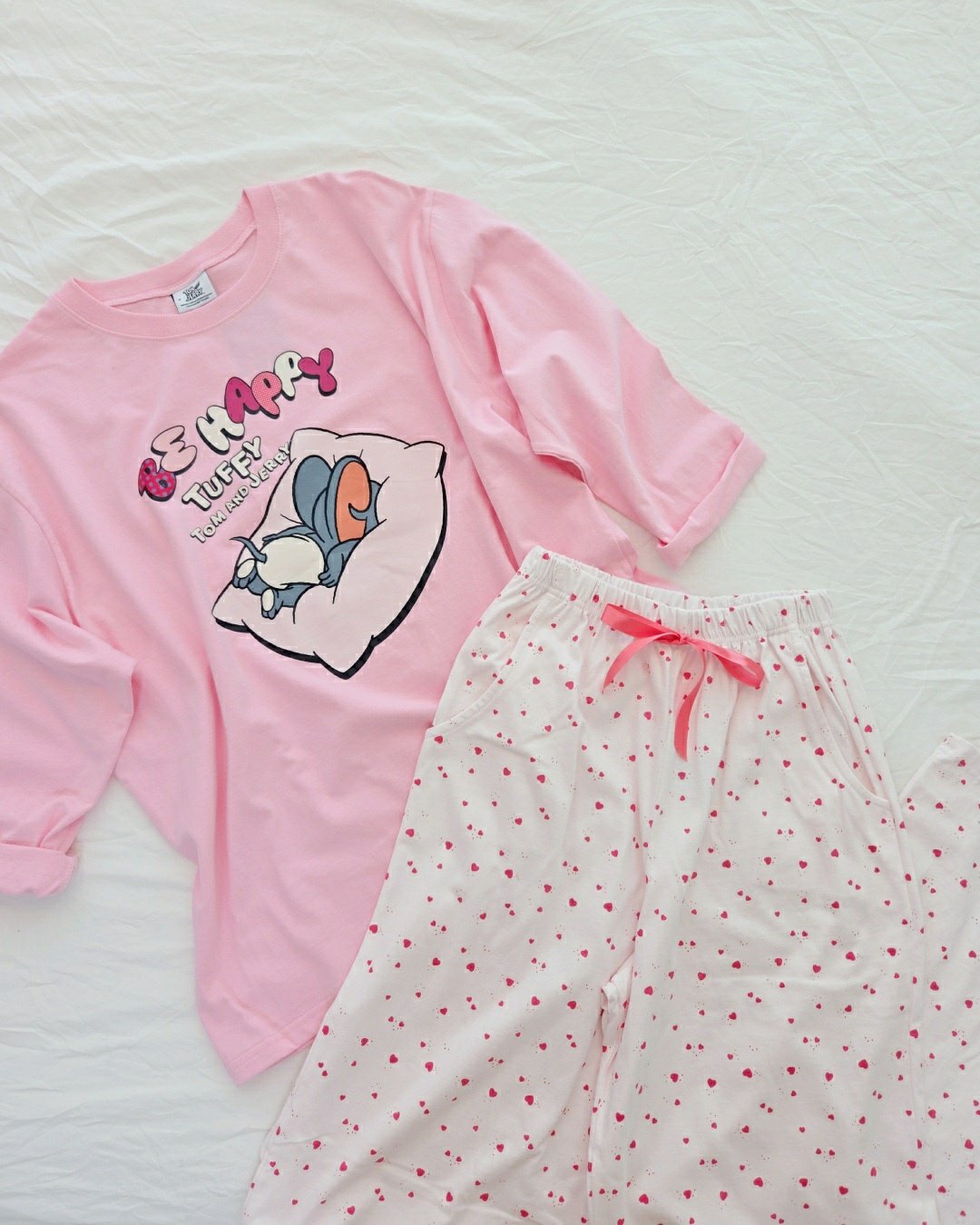 🩵 Disney Tom & Jerry “Be Happy” Pajama Set  디즈니 정품 톰앤제리 비해피 파자마 세트