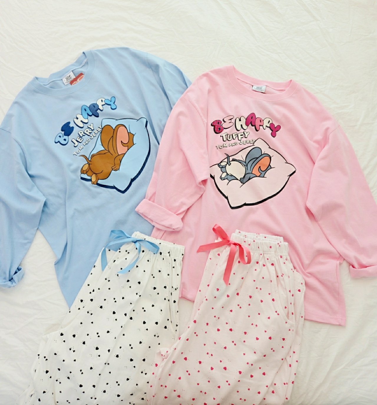 🩵 Disney Tom & Jerry “Be Happy” Pajama Set  디즈니 정품 톰앤제리 비해피 파자마 세트