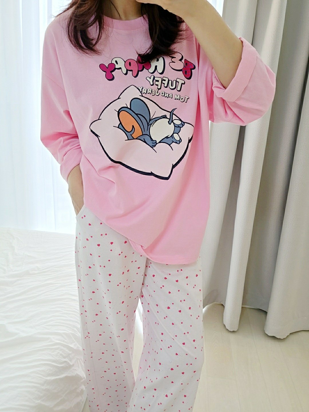 🩵 Disney Tom & Jerry “Be Happy” Pajama Set  디즈니 정품 톰앤제리 비해피 파자마 세트