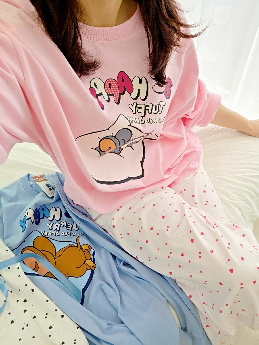 🩵 Disney Tom & Jerry “Be Happy” Pajama Set  디즈니 정품 톰앤제리 비해피 파자마 세트