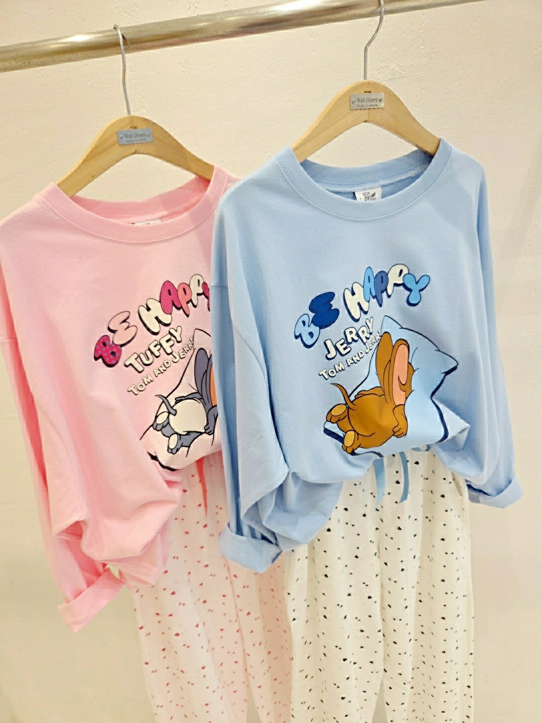 🩵 Disney Tom & Jerry “Be Happy” Pajama Set  디즈니 정품 톰앤제리 비해피 파자마 세트