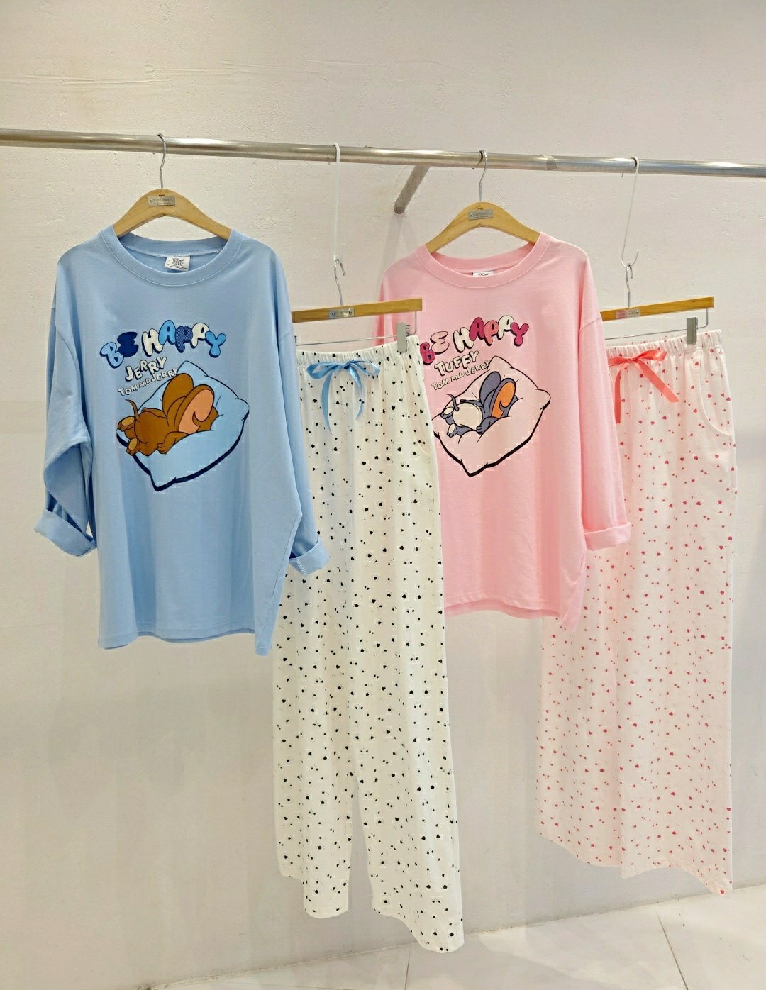 🩵 Disney Tom & Jerry “Be Happy” Pajama Set  디즈니 정품 톰앤제리 비해피 파자마 세트