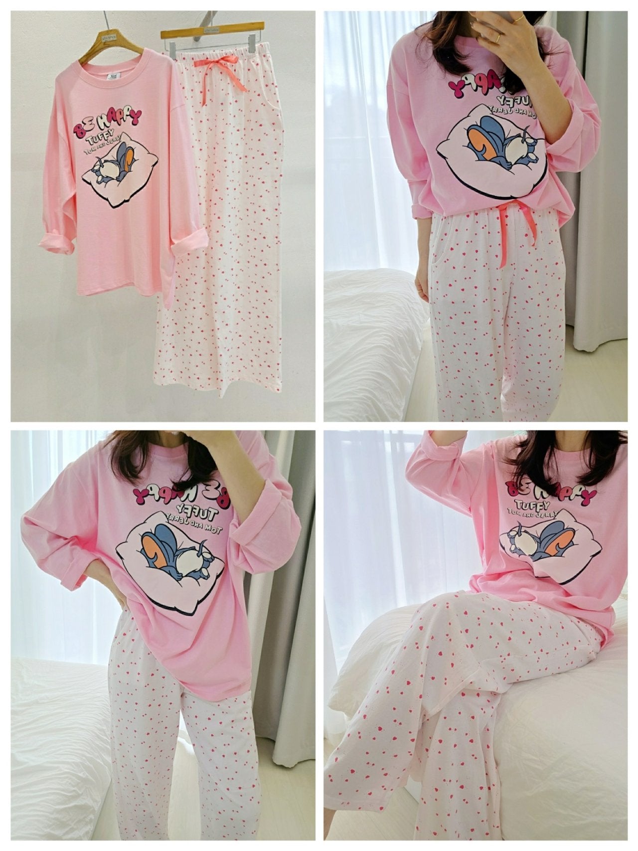 🩵 Disney Tom & Jerry “Be Happy” Pajama Set  디즈니 정품 톰앤제리 비해피 파자마 세트