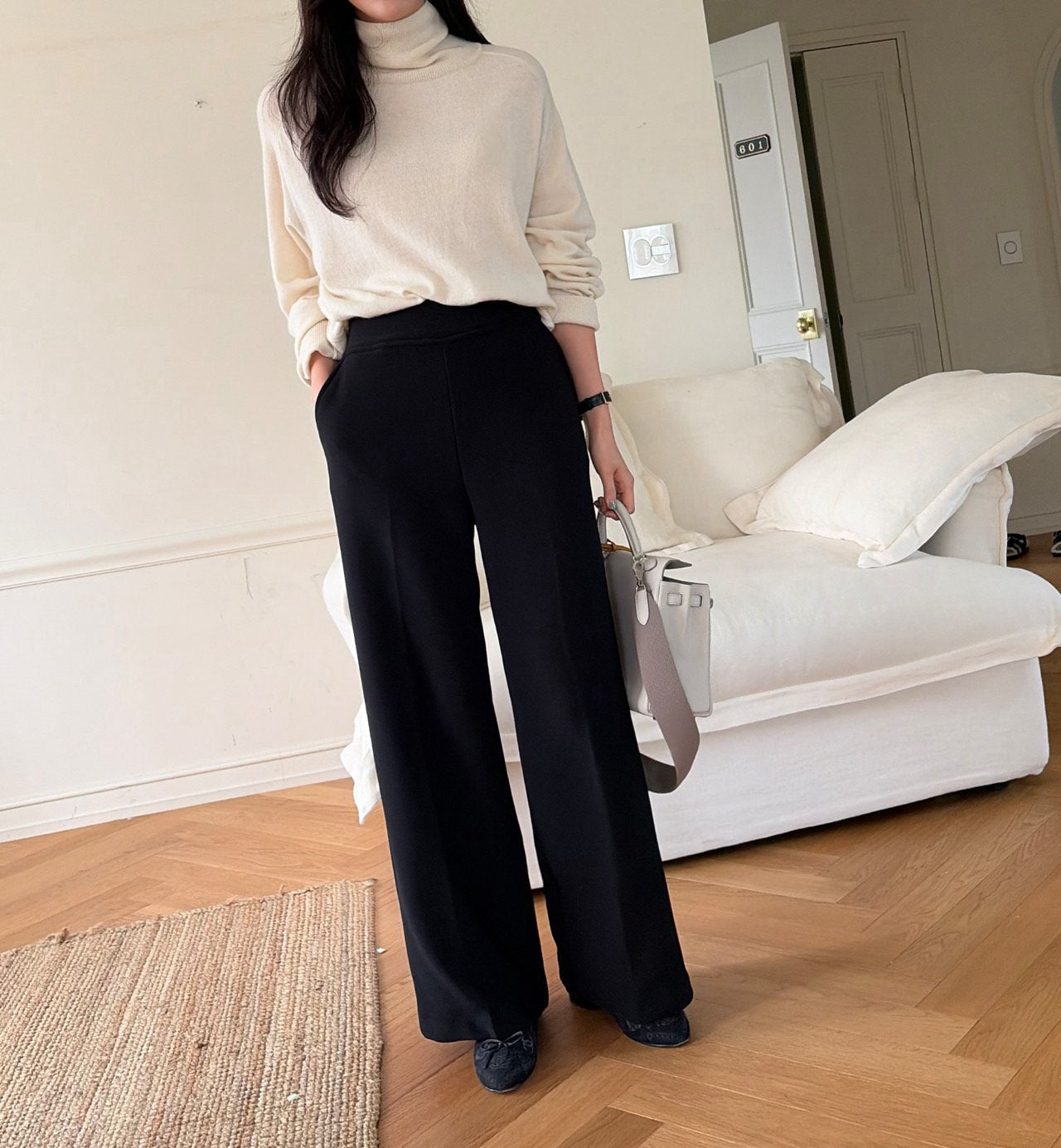 럭키룸 밍크 빅밴드 와이드 팬츠