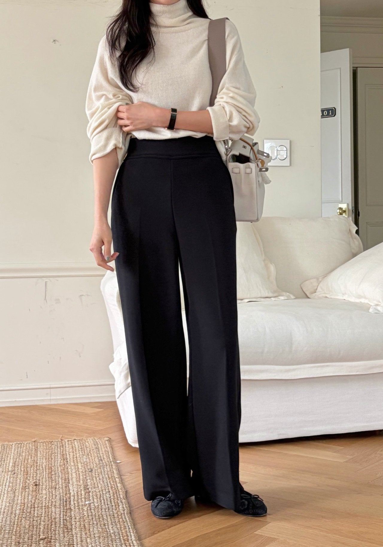 럭키룸 밍크 빅밴드 와이드 팬츠