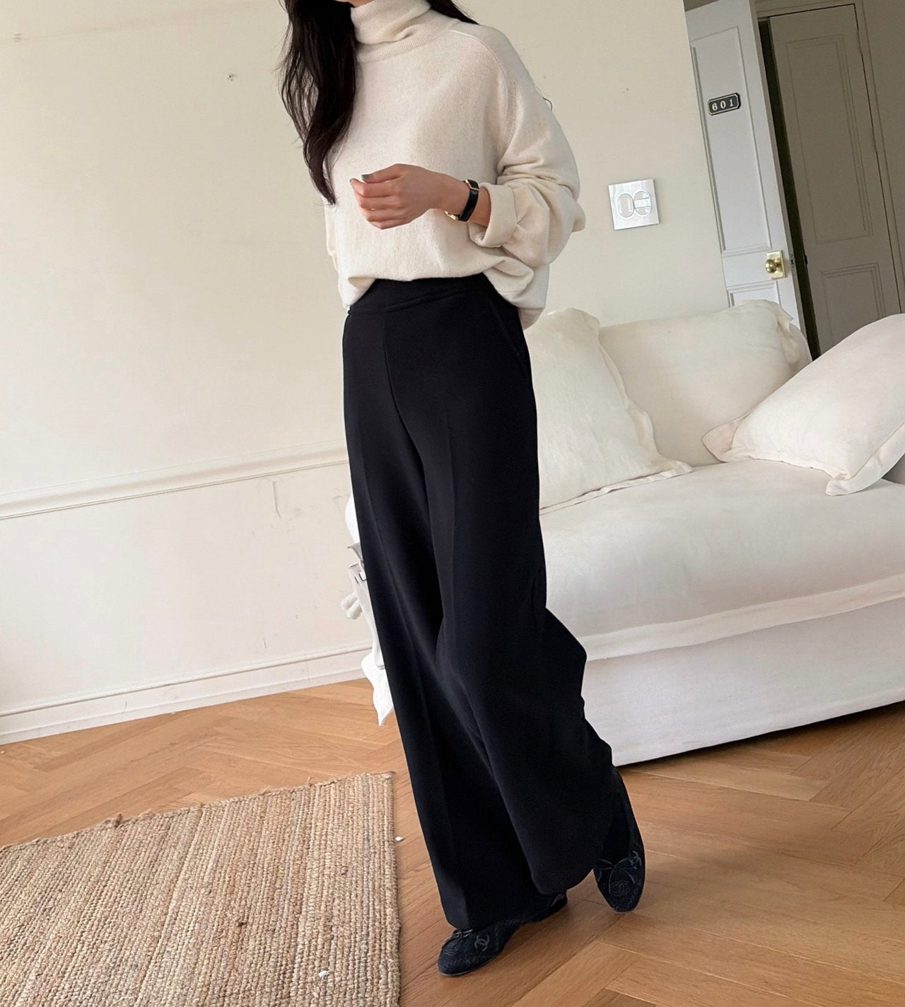 럭키룸 밍크 빅밴드 와이드 팬츠